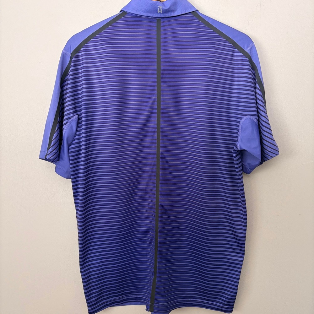 Nike Tiger Woods Shirt Mens Small Purple Dri-FIT Striped Golf Polo Performance - Picture 3 of 8